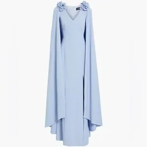 marchesa notte light blue dress Lace Long Sleeves V Neck Mermaid Dresses